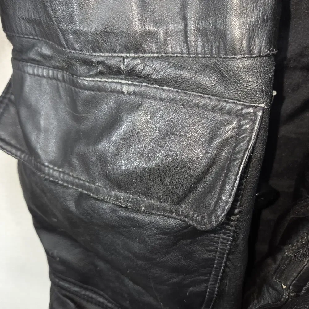 Vtg City Streets Jacket Mens Lamb Black Leather Mens Medium Horn Toggle Fastner